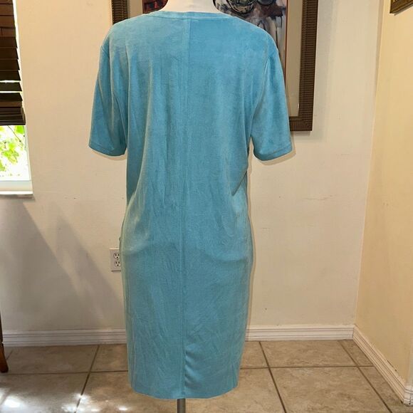 JOH Teal Light Faux Suede Short Sleeve Dress Size Large - Picture 9 of 10